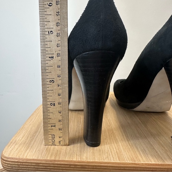 EUC Enzo Angiolini Women's Sz 9 M Black Suede Square Toe 3.75” Pumps Heels - Picture 7 of 10